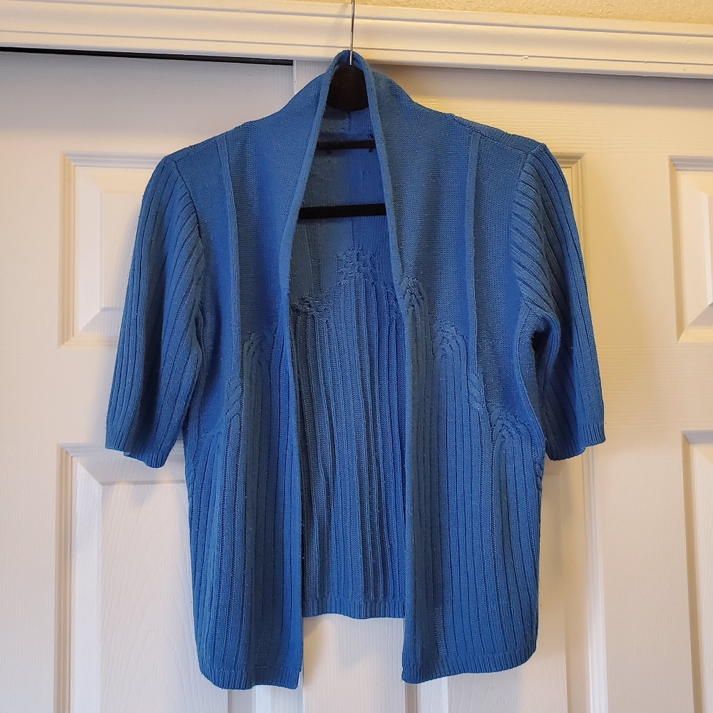 Beautiful Cobalt blue knitted shawl artdeco design